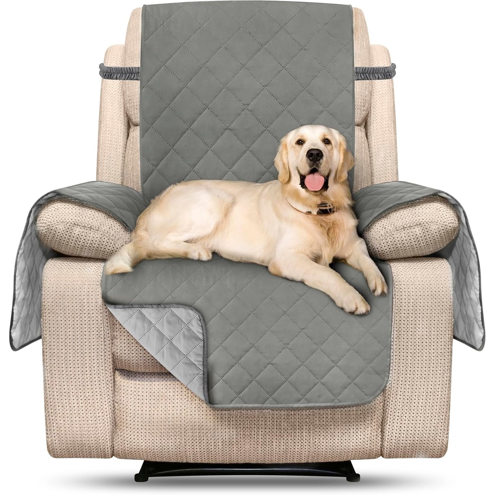 image:imageUtopia Bedding Wasserbweisend Sofa berzug Liegesessel rutschfeste Reversible sofabezug fr heimtiere mit elastischen Gurten Sofaschoner Grau