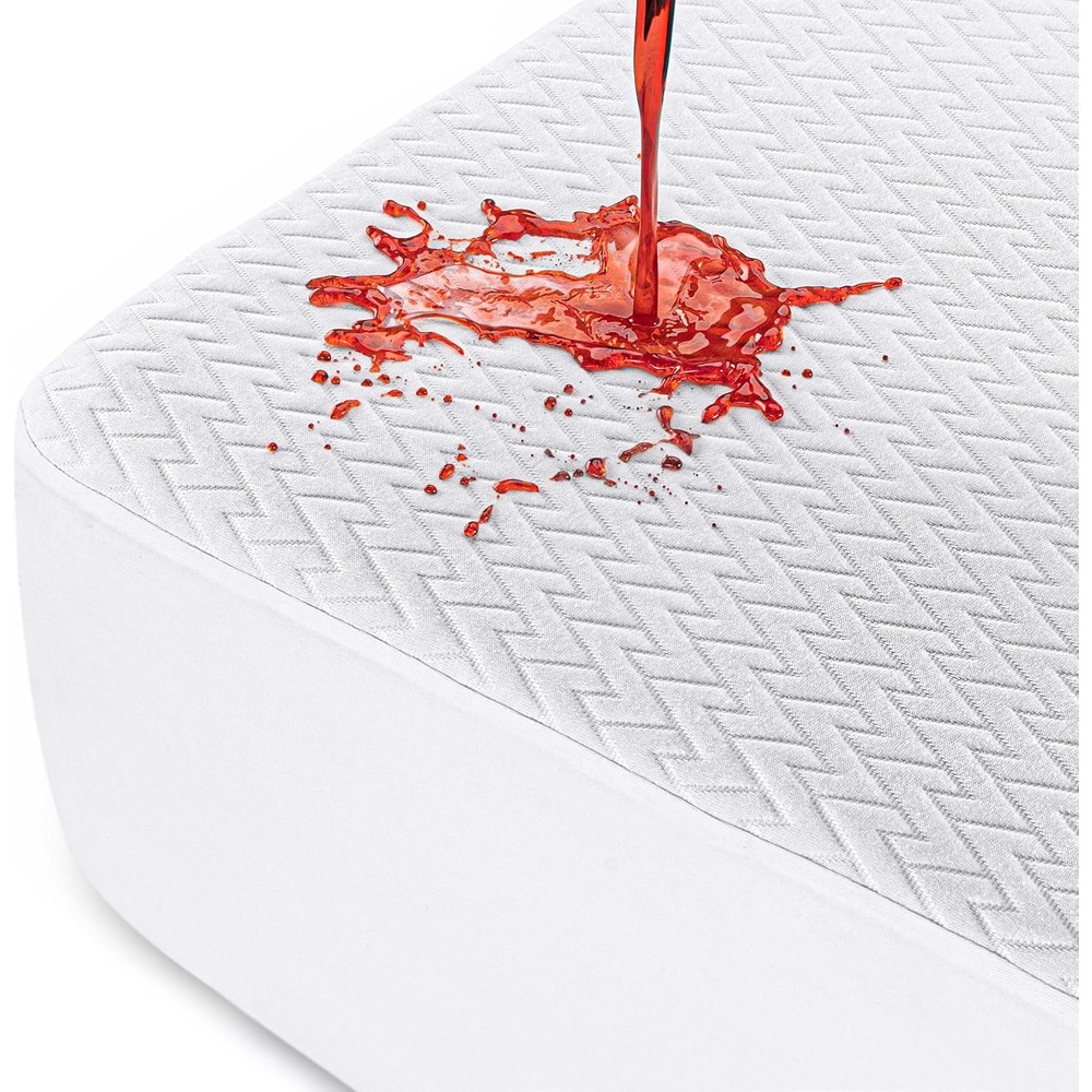 image:imageUtopia Bedding Wasserdichter Matratzenschoner 135 x 190 x 30 cm Hochwertiges ZickzackDesign atmungsaktiver Matratzenschoner aus weichem 3DGewebe passgenauer Schnitt mit tiefen dehnbaren TaschenWei