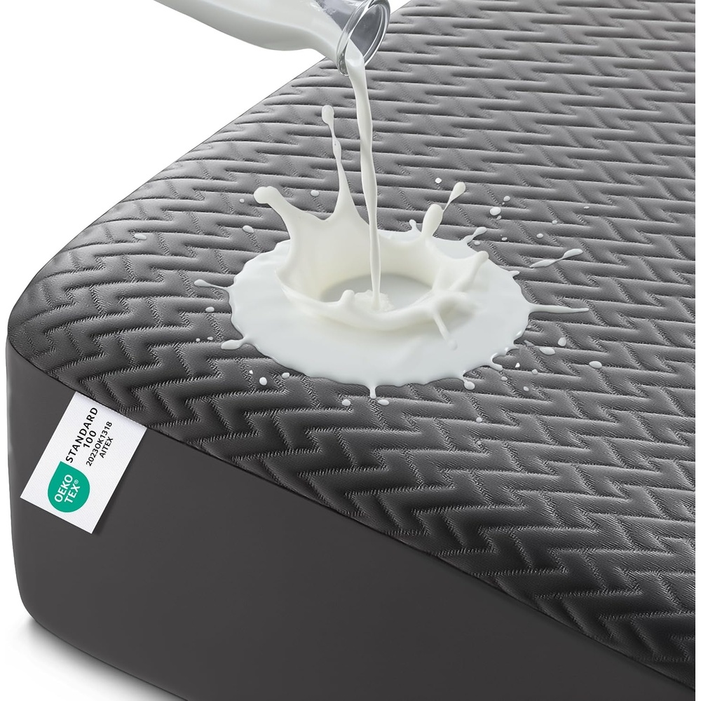 image:imageUtopia Bedding Wasserdichter Matratzenschoner 135 x 190 x 30 cm Hochwertiges ZickzackDesign atmungsaktiver Matratzenschoner aus weichem 3DGewebe passgenauer Schnitt mit tiefen dehnbaren TaschenGrau