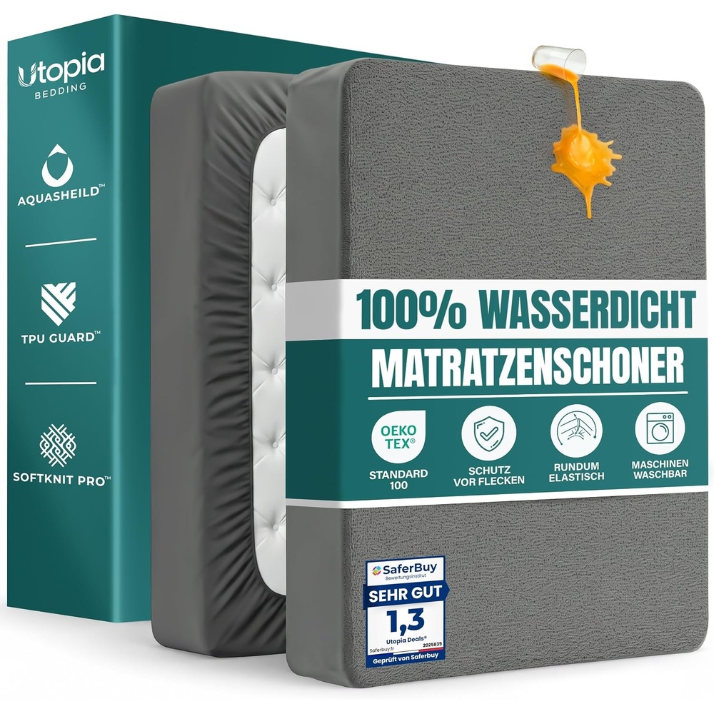 image:imageWasserdichter Matratzenschoner 140x190 cm 30 cm tief matratzenschutzGrau