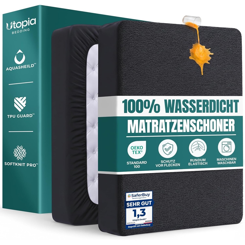 image:imageWasserdichter Matratzenschoner 140x190 cm 30 cm tief matratzenschutzSchwarz