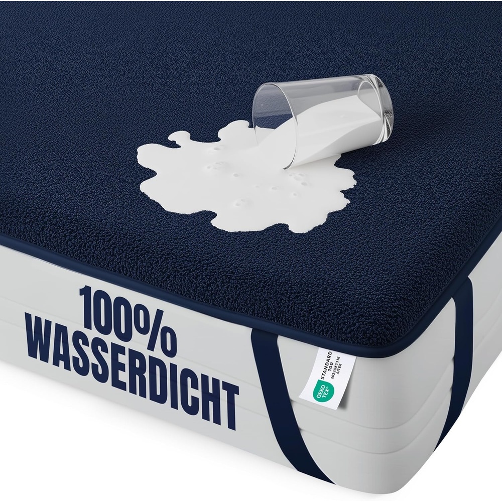 image:imageWasserdichter Matratzenschoner 70x200 cm mit 4 EckbndernBlau