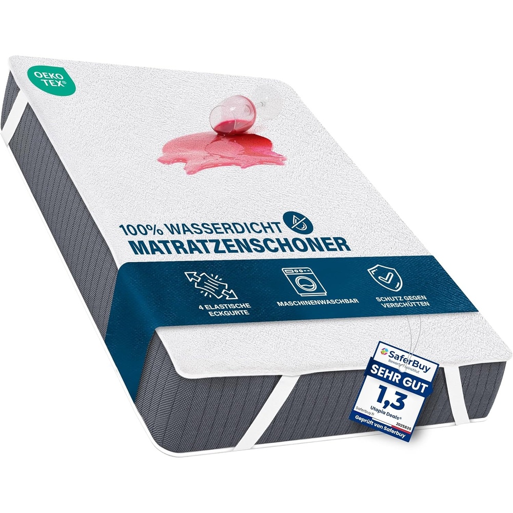image:imageWasserdichter Matratzenschoner 70x200 cm mit 4 EckbndernWei