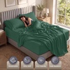 Utopia Bedding Bettlaken Set (3 Teilige, Schwarz), Polyester Mikrofaser, Oeko-Tex Zertifiziert, Spannbettlaken 90×190, Bettlaken 167×243, 1 Bestickten Kissenbezug 50×75(Smaragd)