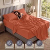 Utopia Bedding Bettlaken Set (3 Teilige, Schwarz), Polyester Mikrofaser, Oeko-Tex Zertifiziert, Spannbettlaken 90×190, Bettlaken 167×243, 1 Bestickten Kissenbezug 50×75(Orange)