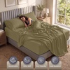 Utopia Bedding Bettlaken Set (3 Teilige, Schwarz), Polyester Mikrofaser, Oeko-Tex Zertifiziert, Spannbettlaken 90×190, Bettlaken 167×243, 1 Bestickten Kissenbezug 50×75(Oliv/Blatt für Mich (Leaf It To Me))