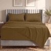 Utopia Bedding Bettlaken Set (3 Teilige, Schwarz), Polyester Mikrofaser, Oeko-Tex Zertifiziert, Spannbettlaken 90×190, Bettlaken 167×243, 1 Bestickten Kissenbezug 50×75(Mokka)