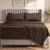 Utopia Bedding Bettlaken Set (3 Teilige, Schwarz), Polyester Mikrofaser, Oeko-Tex Zertifiziert, Spannbettlaken 90×190, Bettlaken 167×243, 1 Bestickten Kissenbezug 50×75(Braun)