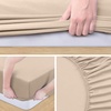 Utopia Bedding Bettlaken Set (3 Teilige, Schwarz), Polyester Mikrofaser, Oeko-Tex Zertifiziert, Spannbettlaken 90×190, Bettlaken 167×243, 1 Bestickten Kissenbezug 50×75(Beige)
