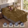 Utopia Bedding Bettlaken Set (3 Teilige, Schwarz), Polyester Mikrofaser, Oeko-Tex Zertifiziert, Spannbettlaken 90×190, Bettlaken 167×243, 1 Bestickten Kissenbezug 50×75(Mokka)