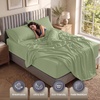 Utopia Bedding Bettlaken Set (3 Teilige, Schwarz), Polyester Mikrofaser, Oeko-Tex Zertifiziert, Spannbettlaken 90×190, Bettlaken 167×243, 1 Bestickten Kissenbezug 50×75(Graugrün)