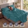 Utopia Bedding Bettlaken Set (3 Teilige, Schwarz), Polyester Mikrofaser, Oeko-Tex Zertifiziert, Spannbettlaken 90×190, Bettlaken 167×243, 1 Bestickten Kissenbezug 50×75(Denim Blau)
