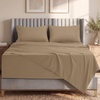Utopia Bedding Bettlaken Set (3 Teilige, Schwarz), Polyester Mikrofaser, Oeko-Tex Zertifiziert, Spannbettlaken 90×190, Bettlaken 167×243, 1 Bestickten Kissenbezug 50×75(Sand)
