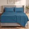 Utopia Bedding Bettlaken Set (3 Teilige, Schwarz), Polyester Mikrofaser, Oeko-Tex Zertifiziert, Spannbettlaken 90×190, Bettlaken 167×243, 1 Bestickten Kissenbezug 50×75(Blue Dusk)