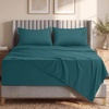 Utopia Bedding Bettlaken Set (3 Teilige, Schwarz), Polyester Mikrofaser, Oeko-Tex Zertifiziert, Spannbettlaken 90×190, Bettlaken 167×243, 1 Bestickten Kissenbezug 50×75(Denim Blau)