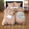 Utopia Bedding Bettwäsche 135×200 cm + 1 Kissenbezug 80×80 cm, Blaugrün(Beige)