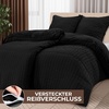 Utopia Bedding Seersucker Bettwäsche 135×200 4teilig – Mikrofaser Polyester 2 Bettbezug 135×200 cm + 2 Kissenbezug 80×80 cm – Weiß(Schwarz)
