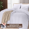 Utopia Bedding Seersucker Bettwäsche 135×200 4teilig – Mikrofaser Polyester 2 Bettbezug 135×200 cm + 2 Kissenbezug 80×80 cm – Weiß(Weiß)