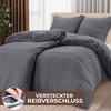 Utopia Bedding Seersucker Bettwäsche 135×200 Set – Mikrofaser Polyester Bettbezug 135×200 cm + 1 Kissenbezug 80×80 cm- Beige(Grau)