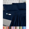 Utopia Bedding Bettlaken Set (3 Teilige, Schwarz), Polyester Mikrofaser, Oeko-Tex Zertifiziert, Spannbettlaken 90×190, Bettlaken 167×243, 1 Bestickten Kissenbezug 50×75(Marineblau)