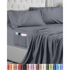Utopia Bedding Bettlaken Set (3 Teilige, Schwarz), Polyester Mikrofaser, Oeko-Tex Zertifiziert, Spannbettlaken 90×190, Bettlaken 167×243, 1 Bestickten Kissenbezug 50×75(Grau)