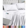 Utopia Bedding Bettlaken Set (3 Teilige, Schwarz), Polyester Mikrofaser, Oeko-Tex Zertifiziert, Spannbettlaken 90×190, Bettlaken 167×243, 1 Bestickten Kissenbezug 50×75(Weiß)