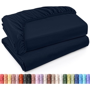 Utopia Bedding – 6er Set Spannbettlaken 160 x 200 cm – Weiß(Marineblau)