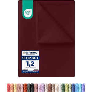 Utopia Bedding – Bettlaken ohne Gummizug – 225x255cm – Grau(Burgunderrot)