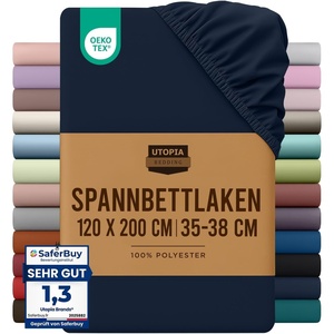 Utopia Bedding – Spannbettlaken 140x200cm – Burgunderrot(Blau)