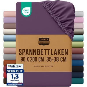 Utopia Bedding – Spannbettlaken 140x200cm – Burgunderrot(Lila)