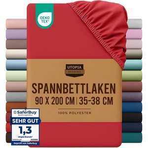 Utopia Bedding – Spannbettlaken 140x200cm – Burgunderrot(Rot)