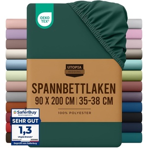 Utopia Bedding – Spannbettlaken 140x200cm – Burgunderrot(Smaragd Grün)