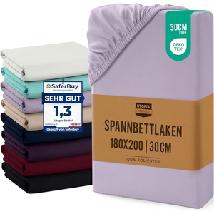 Utopia Bedding – Spannbettlaken 90x200cm Bis 30 cm – Schwarz(Lavendel)