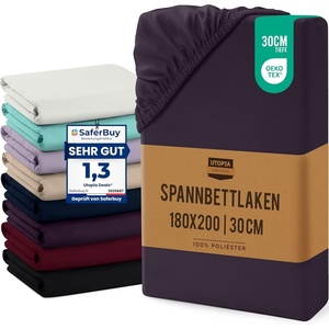 Utopia Bedding – Spannbettlaken 90x200cm Bis 30 cm – Schwarz(Lila)