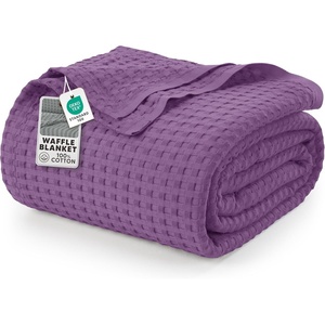 Utopia Bedding 100% Baumwolle Waffeldecke Kuschedecke 300 GSM (Anthrazitgrau – 274 x 228 cm) weiche leichte, atmungsaktive tagesdecke, Sofa & Couch überwurf für alle Jahreszeiten(Pflaume)