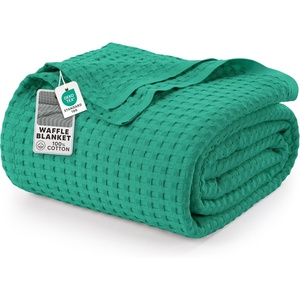 Utopia Bedding 100% Baumwolle Waffeldecke Kuschedecke 300 GSM (Anthrazitgrau – 274 x 228 cm) weiche leichte, atmungsaktive tagesdecke, Sofa & Couch überwurf für alle Jahreszeiten(Smaragdgrün)