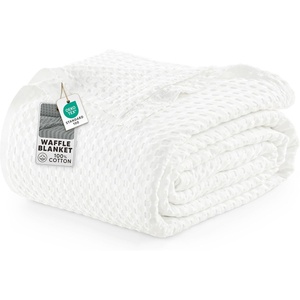 Utopia Bedding 100% Baumwolle Waffeldecke Kuschedecke 300 GSM (Anthrazitgrau – 274 x 228 cm) weiche leichte, atmungsaktive tagesdecke, Sofa & Couch überwurf für alle Jahreszeiten(Weiß)