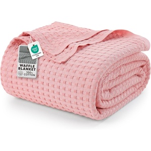 Utopia Bedding 100% Baumwolle Waffeldecke Kuschedecke 300 GSM (Anthrazitgrau – 274 x 228 cm) weiche leichte, atmungsaktive tagesdecke, Sofa & Couch überwurf für alle Jahreszeiten(Rosa)
