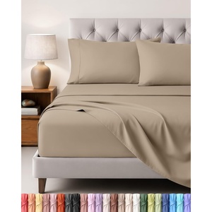 Utopia Bedding 4 Teilige Bettlaken Set, 180x200cm, Burgunderrot(Sand)