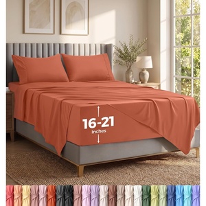 Utopia Bedding Bettlaken Set (3 Teilige, Schwarz), Polyester Mikrofaser, Oeko-Tex Zertifiziert, Spannbettlaken 90×190, Bettlaken 167×243, 1 Bestickten Kissenbezug 50×75(Orange)