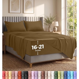Utopia Bedding Bettlaken Set (3 Teilige, Schwarz), Polyester Mikrofaser, Oeko-Tex Zertifiziert, Spannbettlaken 90×190, Bettlaken 167×243, 1 Bestickten Kissenbezug 50×75(Mokka)