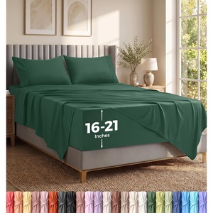 Utopia Bedding Bettlaken Set (3 Teilige, Schwarz), Polyester Mikrofaser, Oeko-Tex Zertifiziert, Spannbettlaken 90×190, Bettlaken 167×243, 1 Bestickten Kissenbezug 50×75(Smaragd)