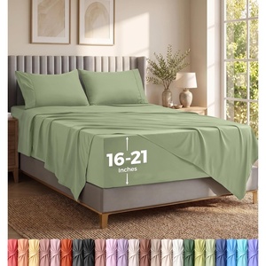 Utopia Bedding Bettlaken Set (3 Teilige, Schwarz), Polyester Mikrofaser, Oeko-Tex Zertifiziert, Spannbettlaken 90×190, Bettlaken 167×243, 1 Bestickten Kissenbezug 50×75(Graugrün)