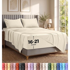 Utopia Bedding Bettlaken Set (3 Teilige, Schwarz), Polyester Mikrofaser, Oeko-Tex Zertifiziert, Spannbettlaken 90×190, Bettlaken 167×243, 1 Bestickten Kissenbezug 50×75(Elfenbein)