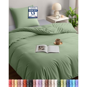 Utopia Bedding Bettwäsche 135×200 cm + 1 Kissenbezug 80×80 cm, Blaugrün(Salbeigrün)
