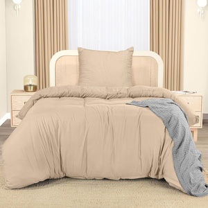 Utopia Bedding Bettwäsche 220×240 Set – Mikrofaser Bettbezug 240×220 cm + 2 Bestickte Kissenbezüge 65×65 cm – Schwarz(Beige)