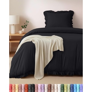 Utopia Bedding Rüsche Bettwäsche 135×200 Set, Schwarz(Schwarz)