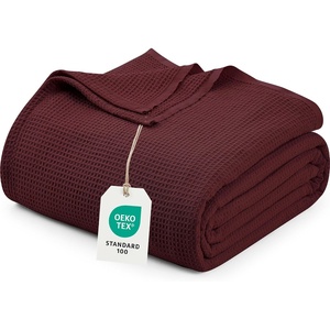 Utopia Bedding Waffeldecke Sommerdecke Kuscheldecke (228×228 cm,KühlesGrau)(Bordeaux)