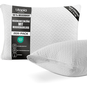 Wasserdichte Kissenschoner mit Reissverschluss, 2er Set , weiss, 50×75 cm(Weiß)