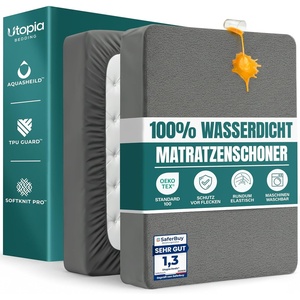 Wasserdichter Matratzenschoner 140×190 cm, 30 cm tief matratzenschutz(Grau)